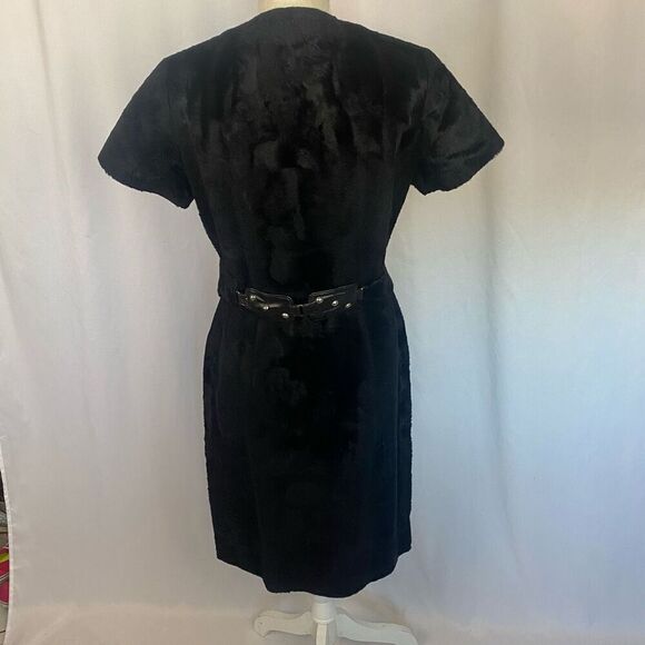 Rare Vintage VTG 1960s 60s Black Faux Fur Mod Mini Dress Button Up Women’s - Picture 3 of 14